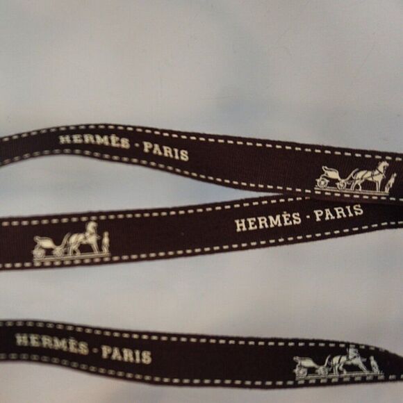 Hermes Paris Authentic Designer Ribbon Gift Wrapping Brown 2 Yards 10 Inches - Picture 2 of 5